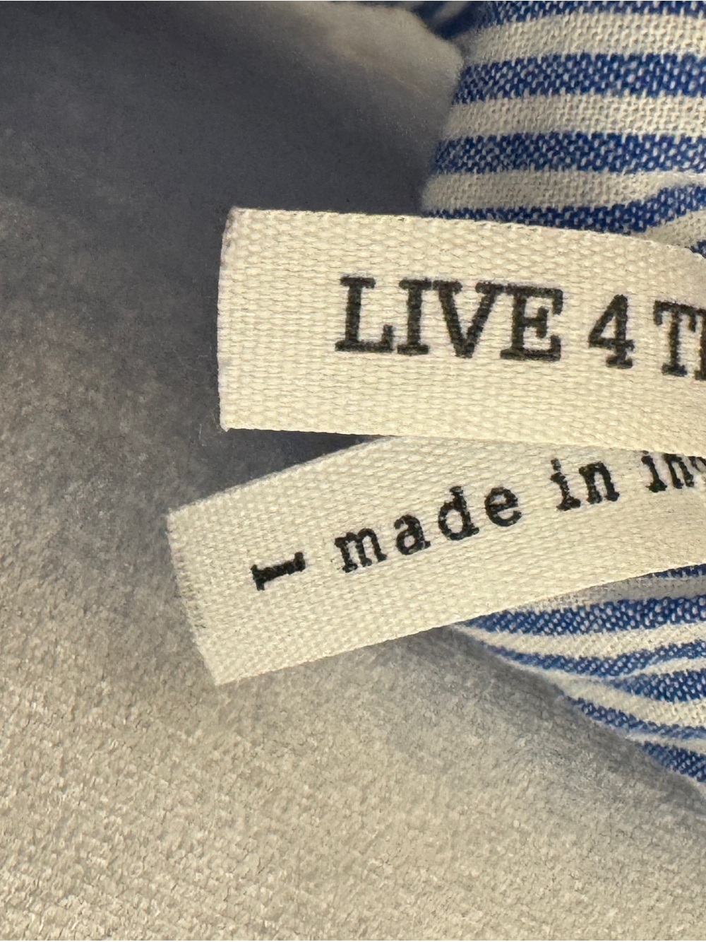 Live 4 Truth Blue and White Striped Puff Sleeve Crop Top - Picture 5 of 6